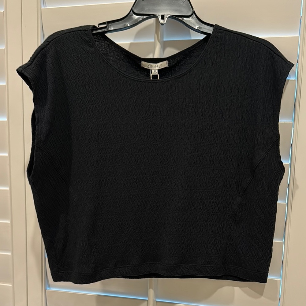 NWT Z Supply Karley Pucker Crop Top, size medium, black